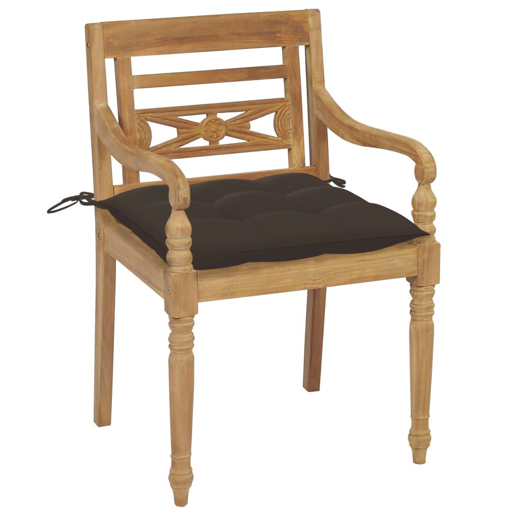 Sedie Batavia 2 pz con Cuscini Talpa in Massello di Teak vidaXL