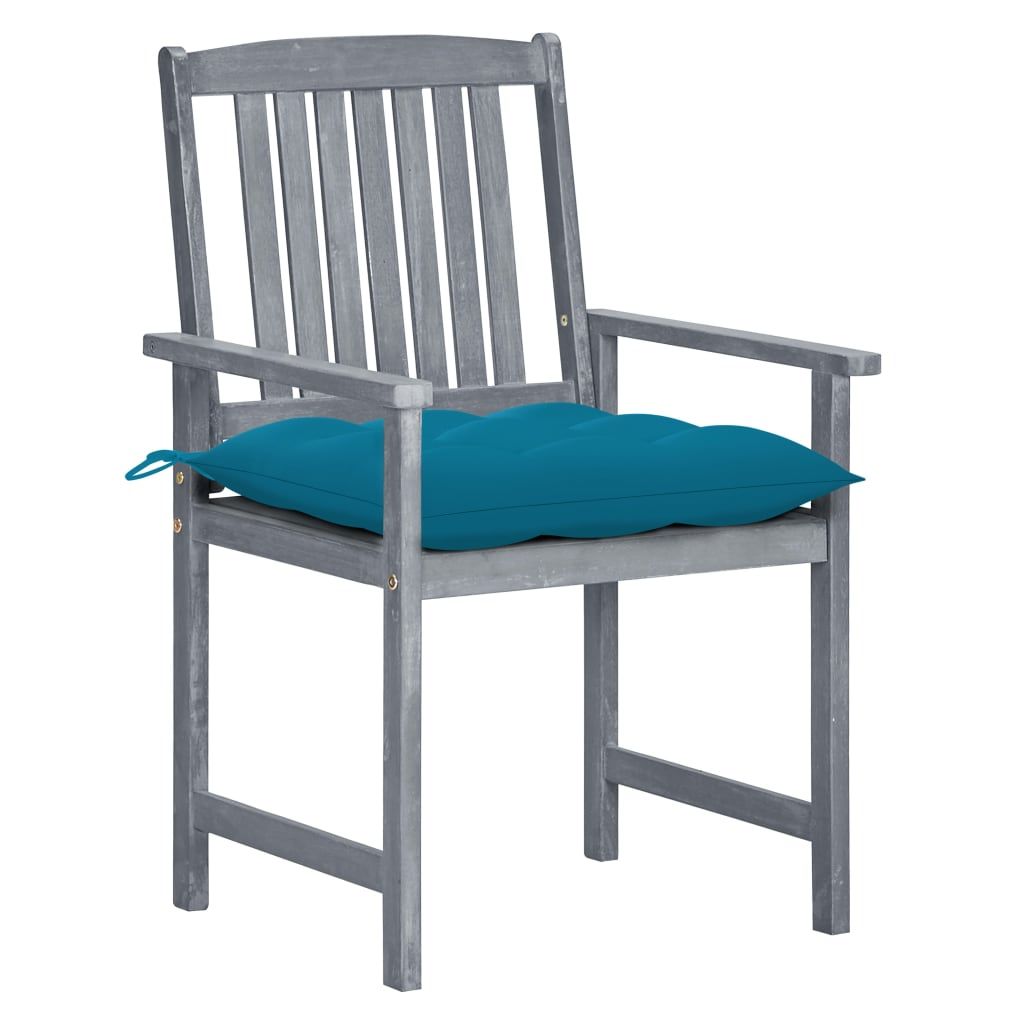 Sedie da Giardino con Cuscini 2 pz in Massello di Acacia Grigio vidaXL