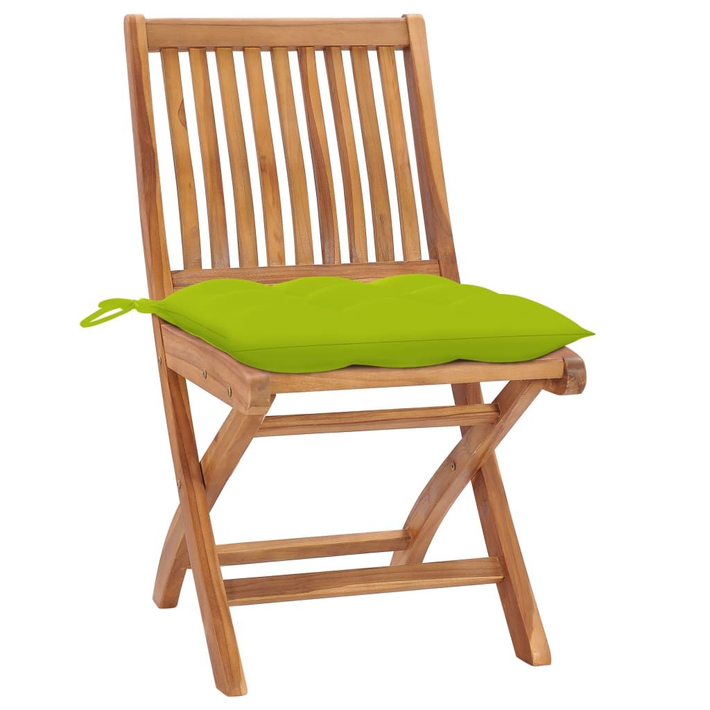 Sedie da Giardino Pieghevoli con Cuscini 4 pz Massello di Teak vidaXL