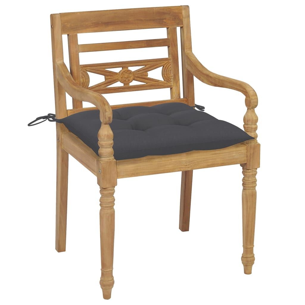 Sedie Batavia con Cuscini 8 pz in Legno Massello di Teak vidaXL