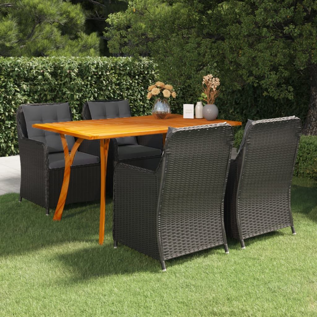 Set Mobili da Pranzo per Giardino 5 pz Nero vidaXL