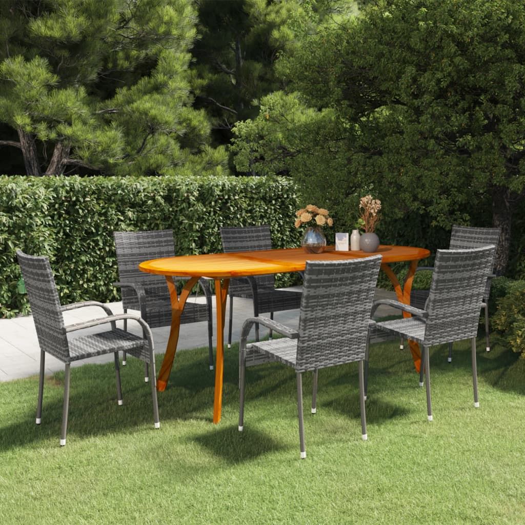 Set da Pranzo per Giardino 7 pz Grigio vidaXL