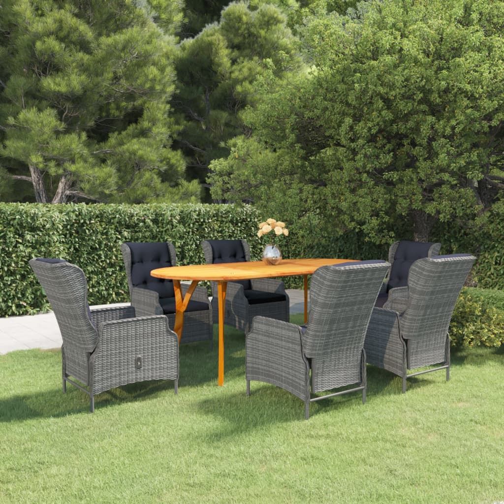 Set Mobili da Pranzo per Giardino 7 pz Grigio Chiaro vidaXL