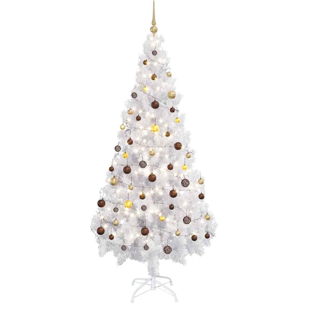 Albero di Natale Preilluminato con Palline Bianco 180 cm PVC vidaXL