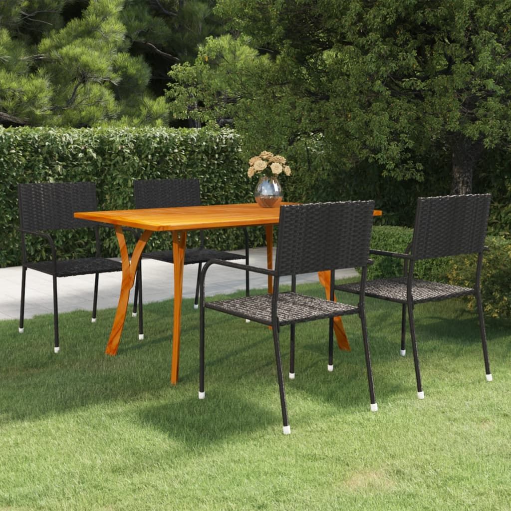 Set Mobili da Pranzo per Giardino 5 pz Nero vidaXL
