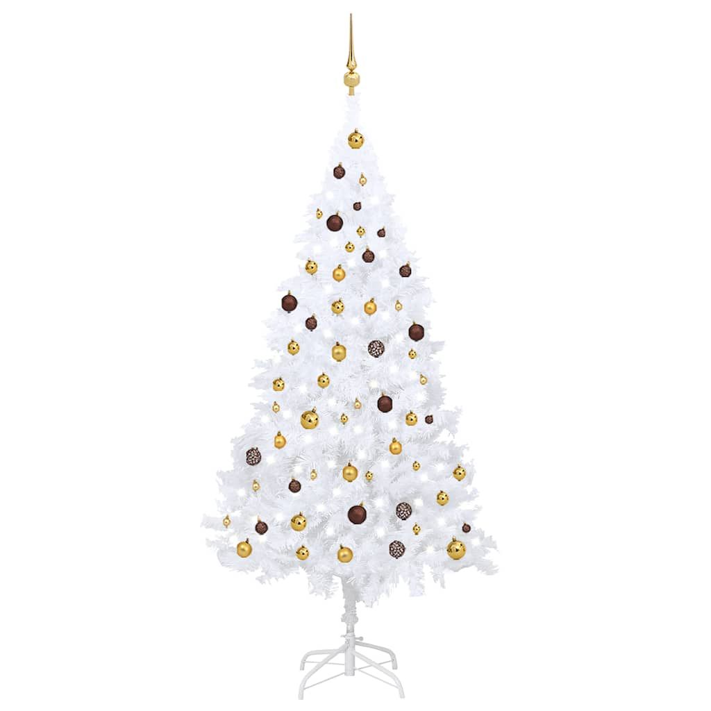 Albero di Natale Preilluminato con Palline Bianco 210 cm PVC vidaXL