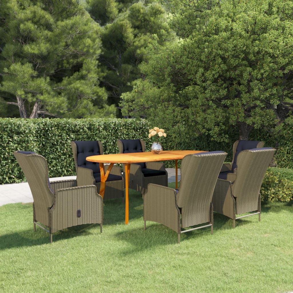 Set Mobili da Pranzo per Giardino 7 pz Marrone vidaXL