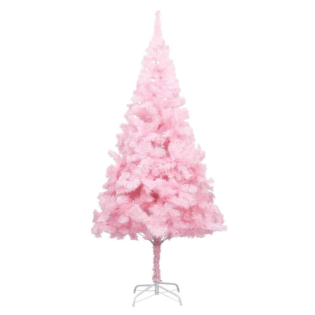 Albero di Natale Preilluminato con Palline Rosa 240 cm PVC vidaXL