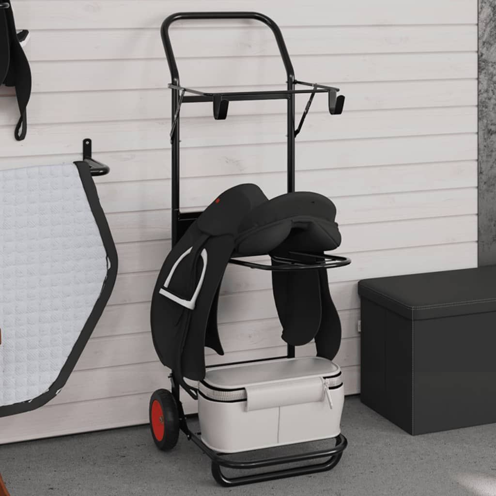 Carrello da Sella Pieghevole Nero in Acciaio vidaXL