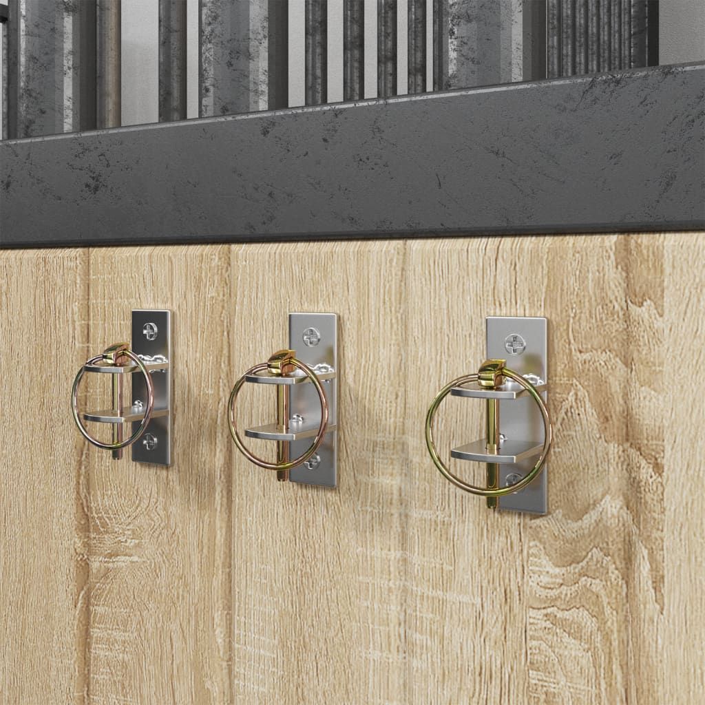 Ganci per Secchi a Parete 3 pz Argento e Marrone in Acciaio vidaXL