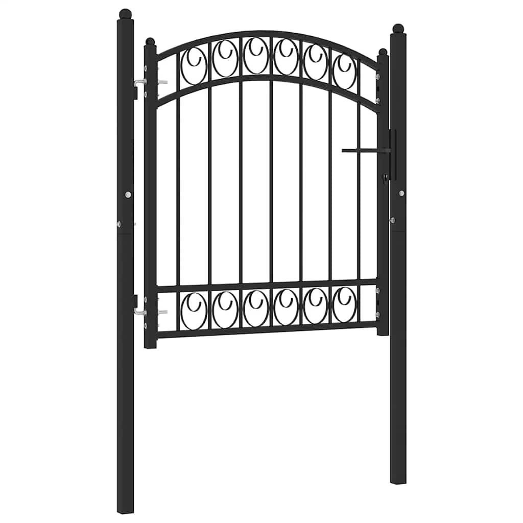 Cancello per recinzione EMMEN con parte superiore ad arco in acciaio 100x86 cm Nero vidaXL