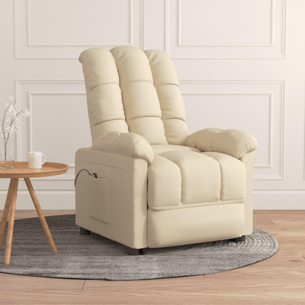 Poltrona Elettrica Reclinabile Crema in Tessuto vidaXL