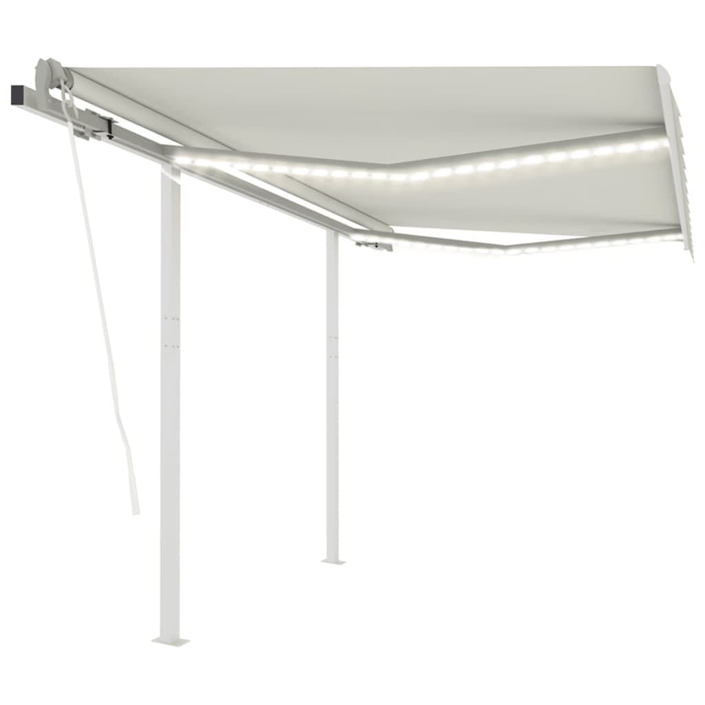 Tenda da Sole Automatica Sensore Vento e LED 3,5x2,5 m Crema vidaXL