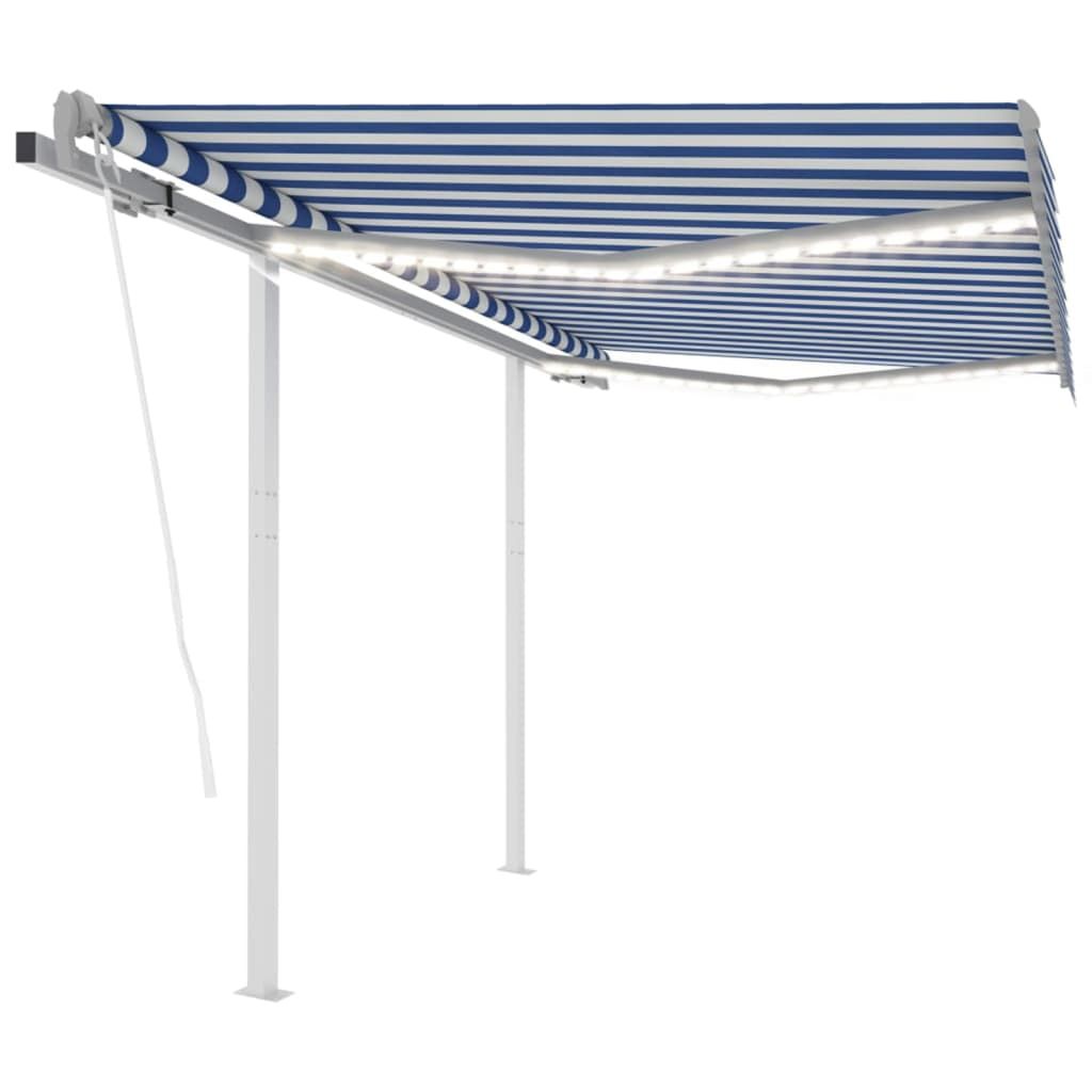 Tenda Automatica con Sensore Vento e LED 3x2,5 m Blu Bianca vidaXL