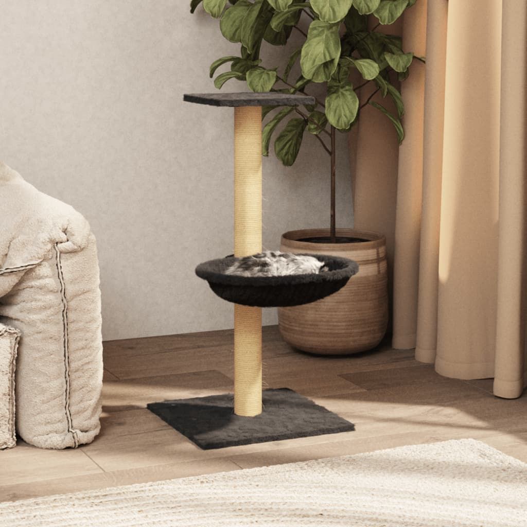 Albero per Gatti con Palo Tiragraffi Sisal Grigio Scuro 74 cm vidaXL