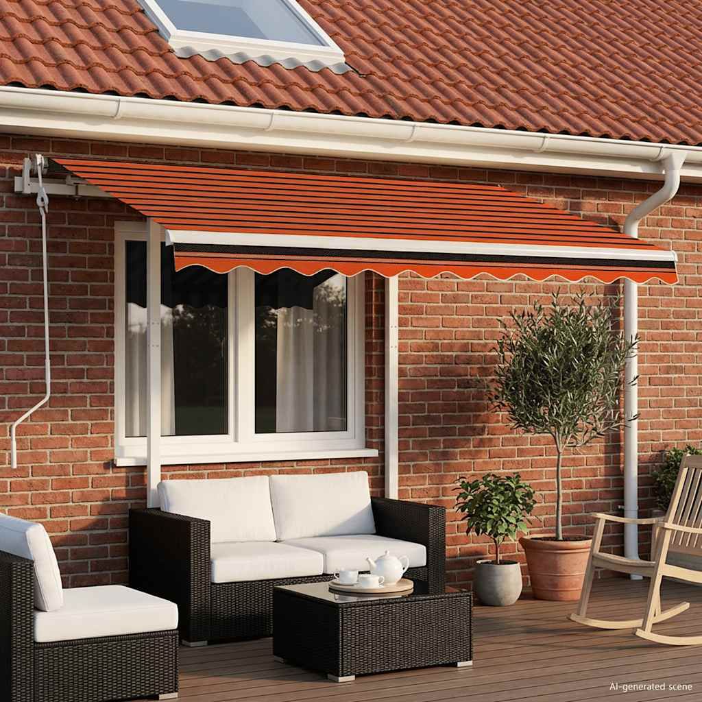 Tenda Retrattile Manuale con Pali 3,5x2,5m Arancio e Marrone vidaXL