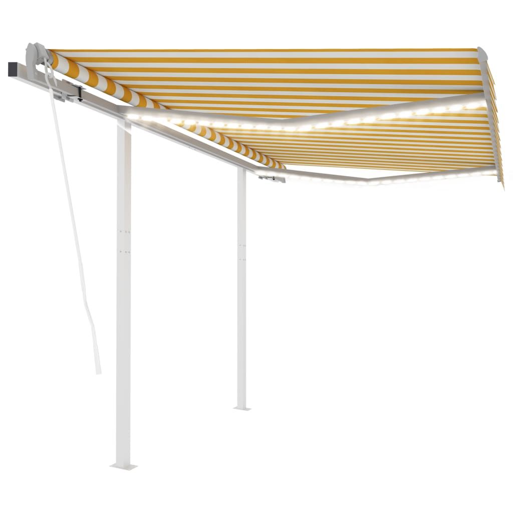 Tenda Automatica Sensore Vento LED 3x2,5 m Gialla Bianca vidaXL