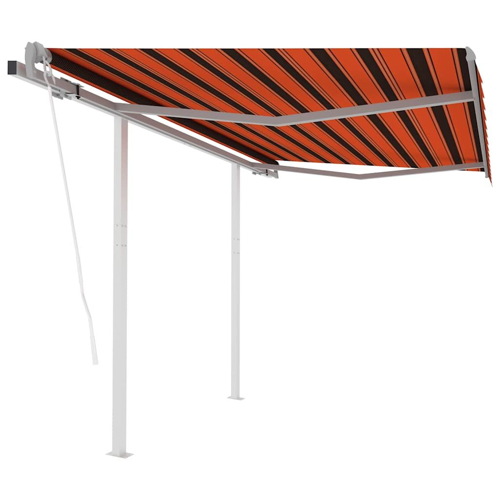 Tenda Retrattile Automatica con Pali 3,5x2,5m Arancio e Marrone vidaXL