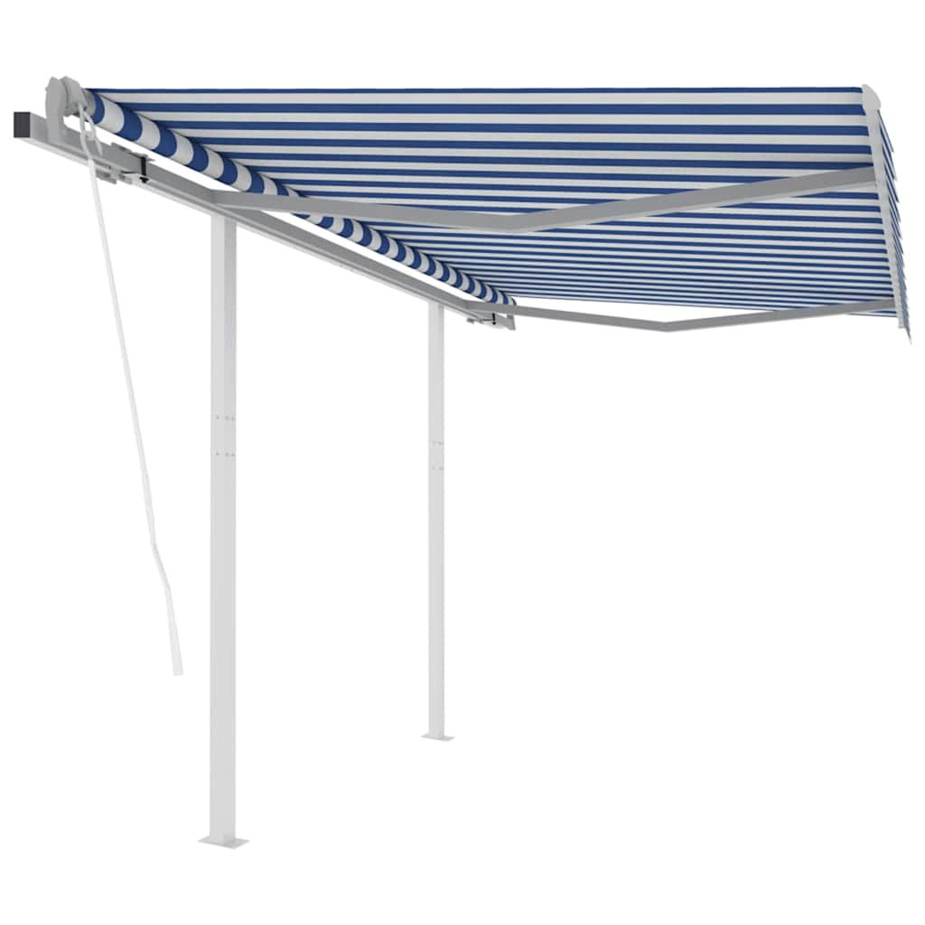 Tenda da Sole Retrattile Automatica Pali 3,5x2,5 m Blu e Bianca vidaXL