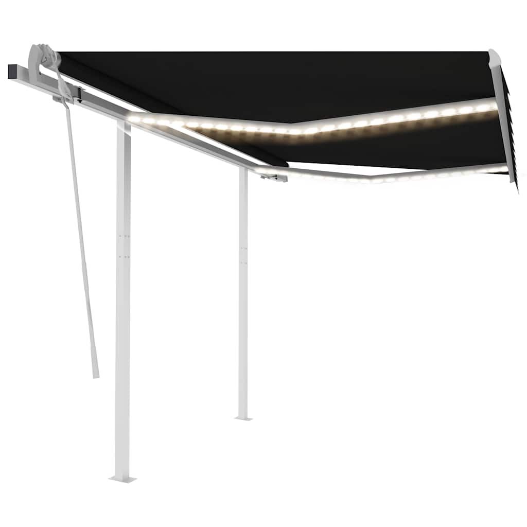 Tenda da Sole Retrattile Manuale con LED 3x2,5m Antracite vidaXL