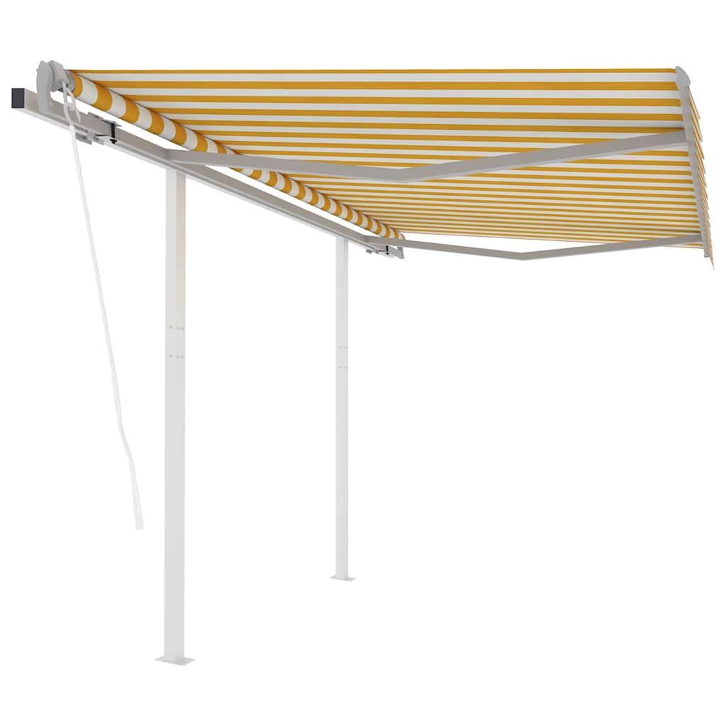 Tenda da Sole Retrattile Automatica Pali 3,5x2,5m Gialla Bianca vidaXL