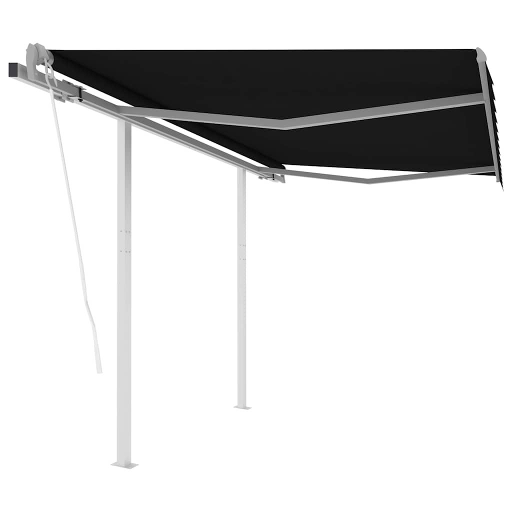 Tenda da Sole Retrattile Automatica con Pali 3,5x2,5m Antracite vidaXL