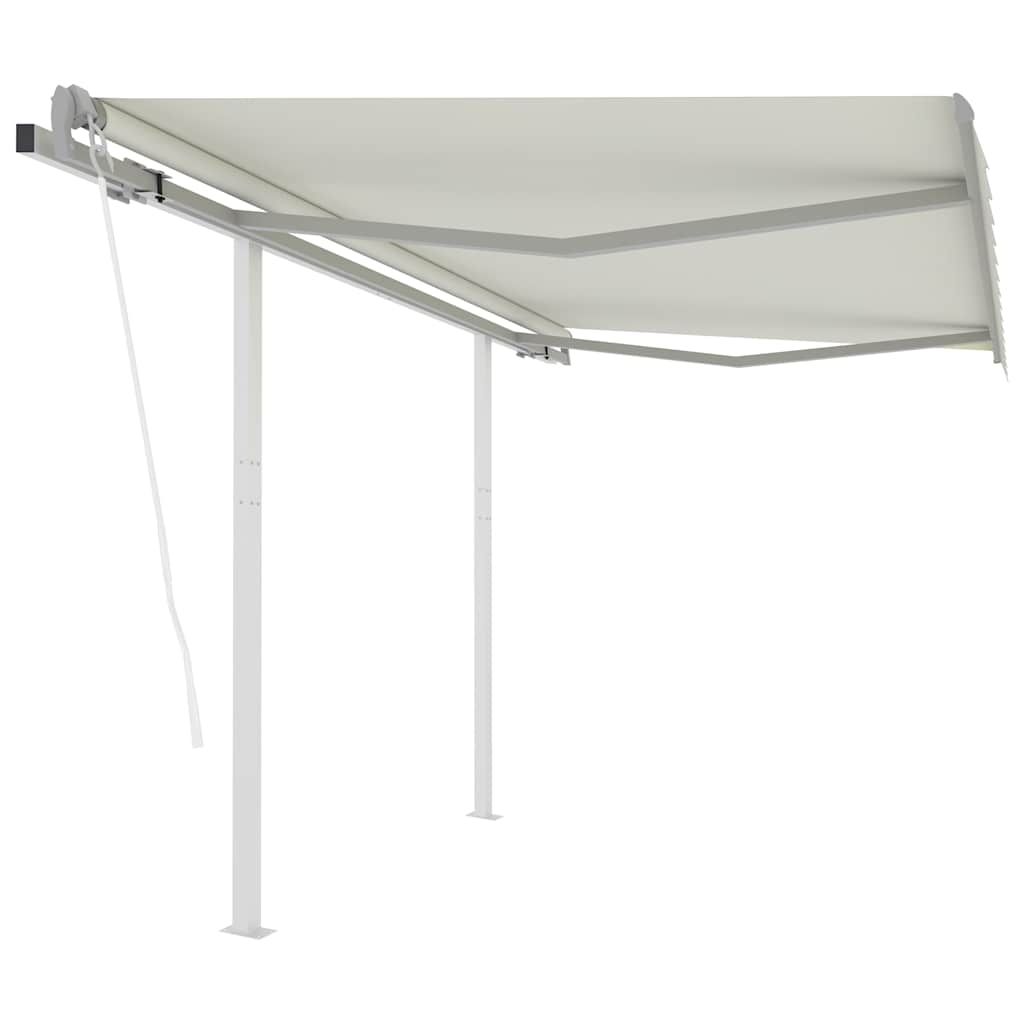 Tenda da Sole Retrattile Automatica con Pali 3x2,5 m Crema vidaXL