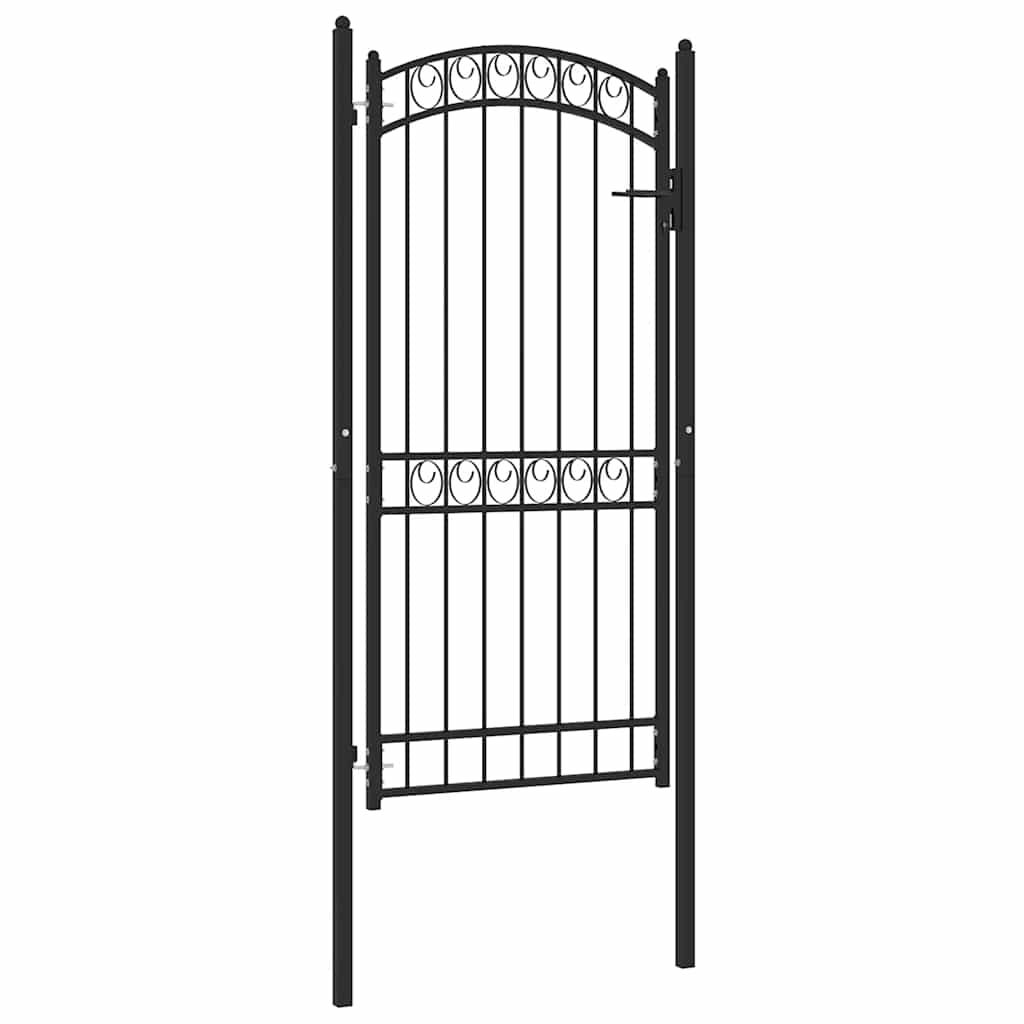 Cancello per recinzione EMMEN con parte superiore ad arco in acciaio 100x136 cm Nero vidaXL