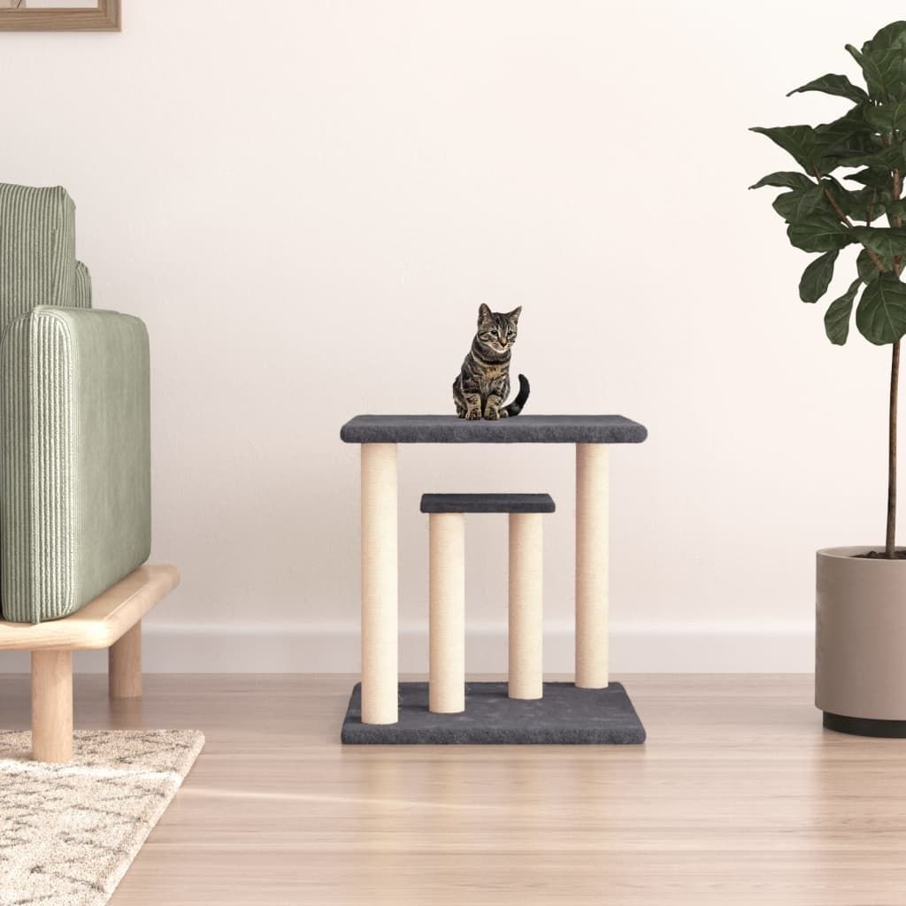 Pali Tiragraffi per Gatti con Piattaforme Grigio Scuro 50 cm vidaXL