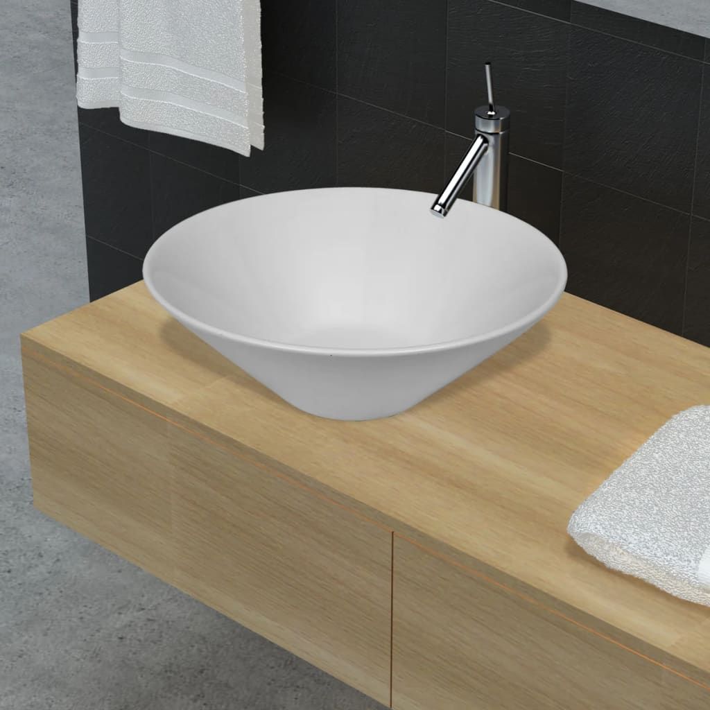 Lavello da Bagno in Ceramica Porcellana Bacino Bianco vidaXL