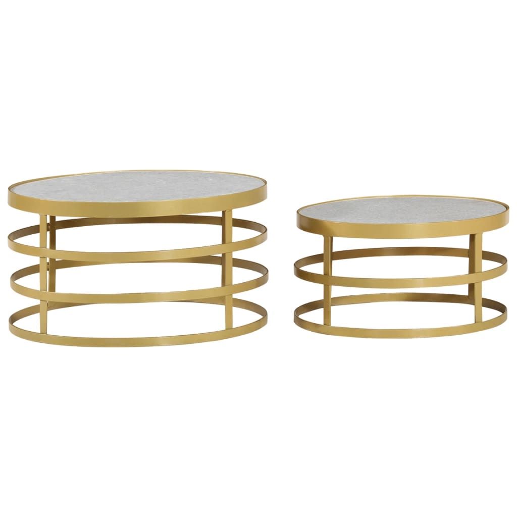 Set Tavolini da Salotto 2 pz Marmo Ottone e Bianco vidaXL