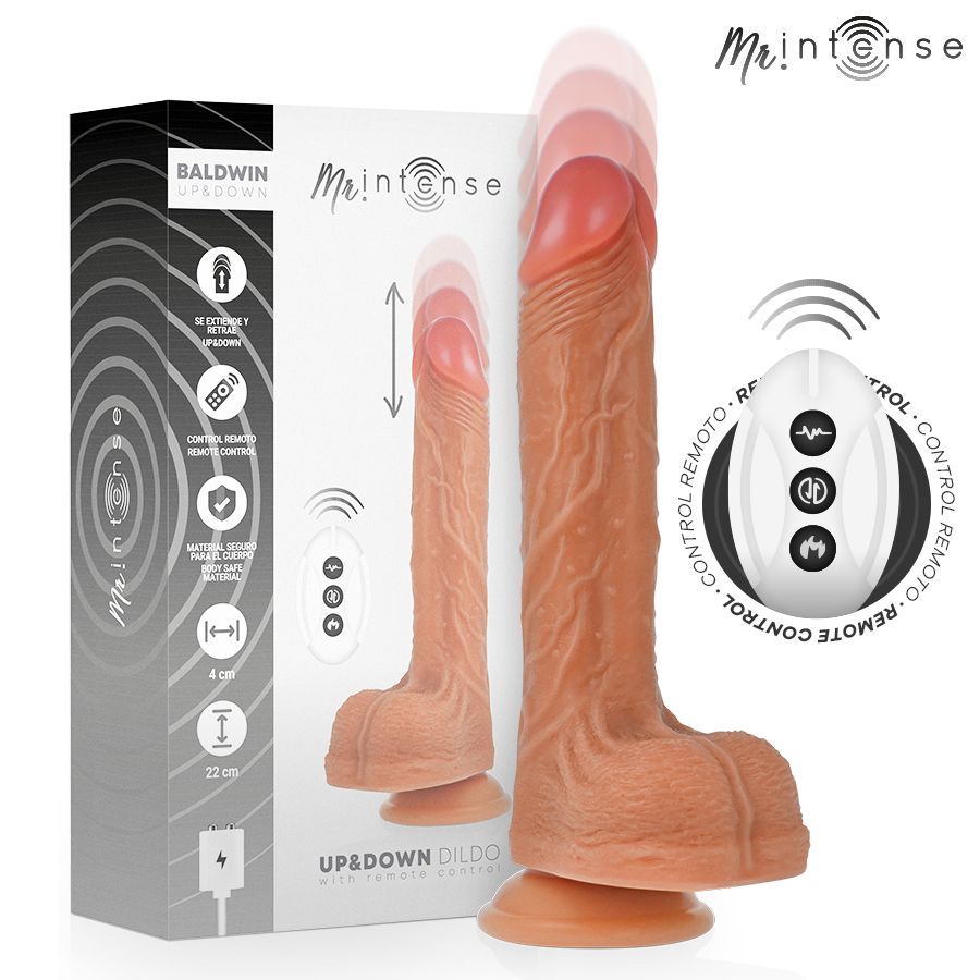 MR INTENSE - BALDWIN REALISTICO MULTIFUNZIONALE CON VIBRAZIONE, SU E GIÙ TELECOMANDO, 22 CM - OPPURE - 4 CM MR. INTENSE HIGH TECH