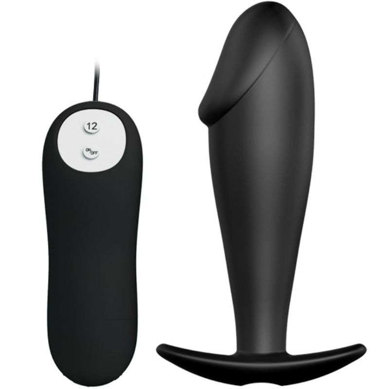 PRETTY LOVE - PLUG ANALE IN SILICONE FORMA DEL PENE E 12 MODALIT DI VIBRAZIONE NERO REMOTE CONTROL