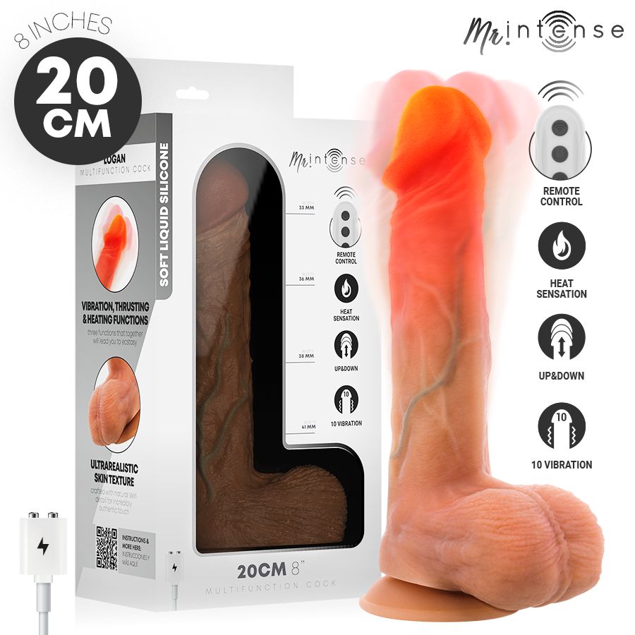 MR INTENSE - DILDO VIBRANTE LOGAN IN SILICONE CON EFFETTO CALORE E TELECOMANDO 20 CM -Ø- 4,1 CM MR. INTENSE HIGH TECH