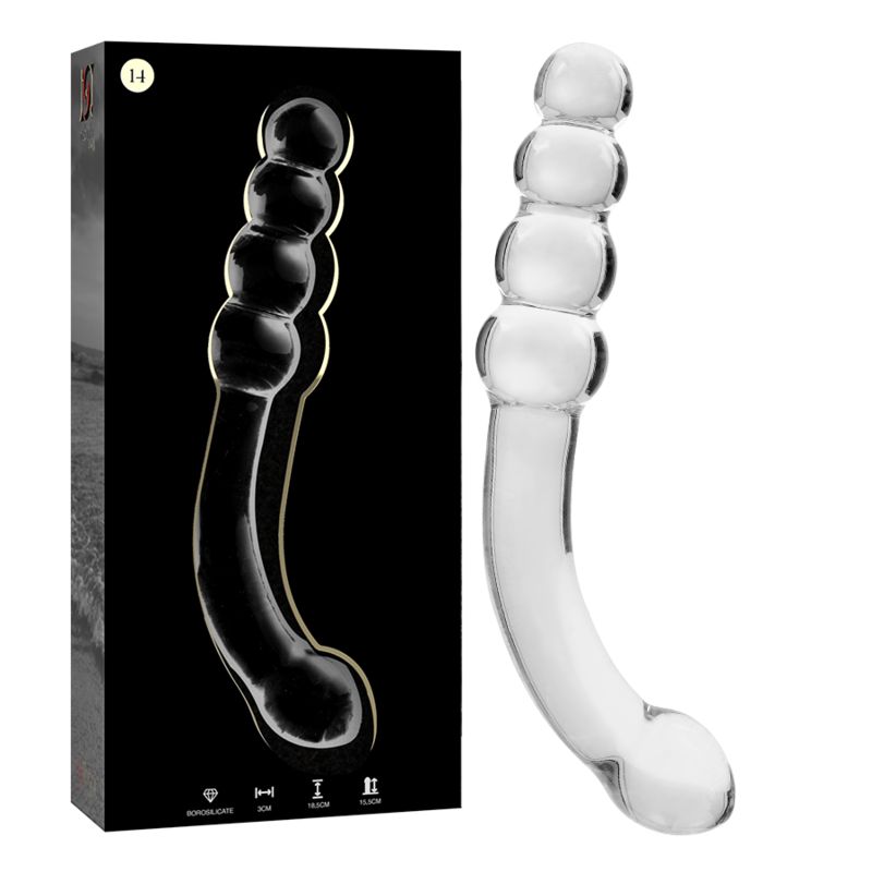 NEBULA SERIES BY IBIZA - MODELLO 14 DILDO IN VETRO BOROSILICATO TRASPARENTE 18.5 CM -O- 3 CM NEBULA SERIES BY IBIZA