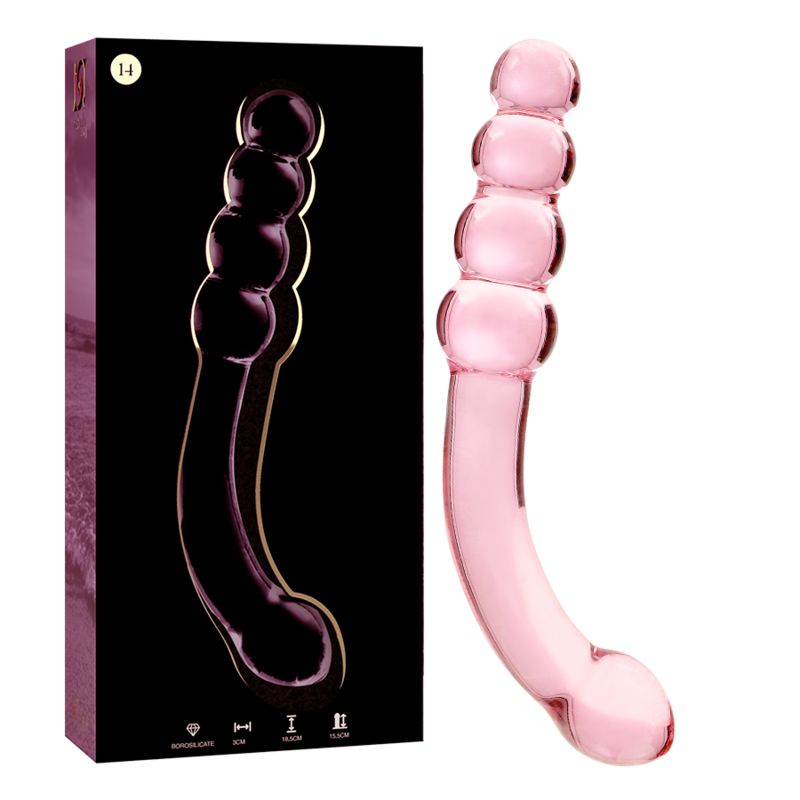 NEBULA SERIES BY IBIZA - MODELLO 14 DILDO IN VETRO BOROSILICATO ROSA 18.5 CM -O- 3 CM NEBULA SERIES BY IBIZA