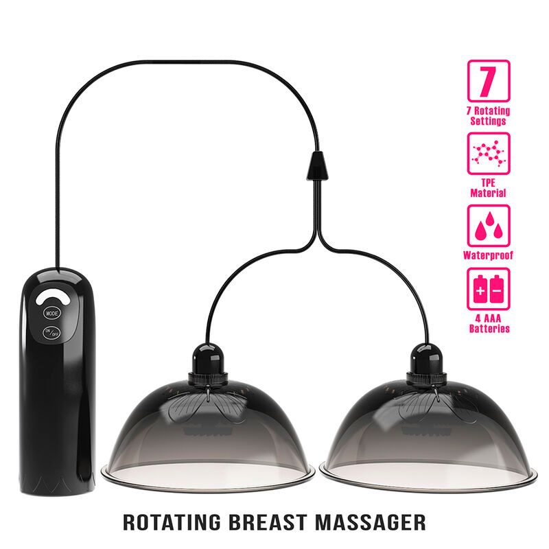 PRETTY LOVE - STIMOLATORE ROTANTE PER CAPEZZOLI CON ASPIRAZIONE, NERO FUN TOYS