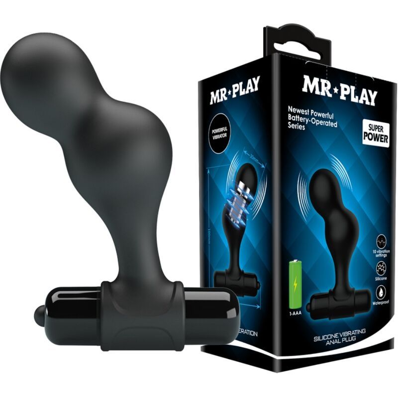 MR PLAY - PLUG ANALE VIBRATORE IN SILICONE NERO MR PLAY