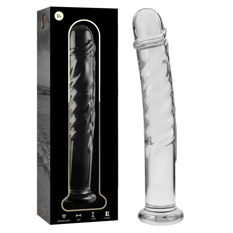 NEBULA SERIES BY IBIZA - MODELLO 16 DILDO IN VETRO BOROSILICATO TRASPARENTE 18.5 CM -O- 3 CM NEBULA SERIES BY IBIZA