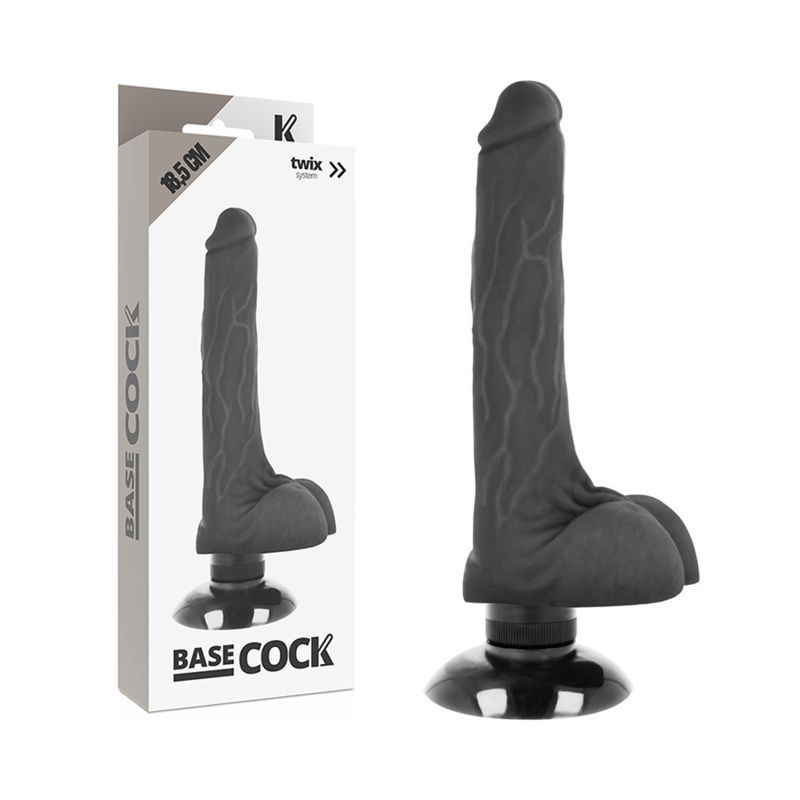 BASECOCK - VIBRATORE REALISTICO BASECOCK 2-1 NERO 18.5 CM -O- 4 CM BASECOCK