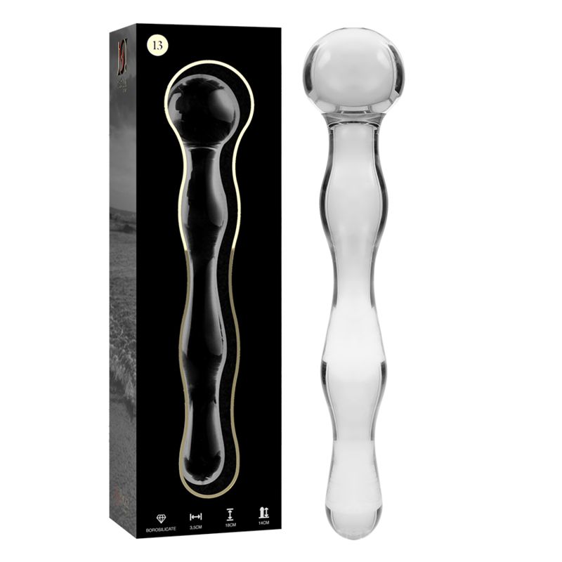 NEBULA SERIES BY IBIZA - MODELLO 13 DILDO IN VETRO BOROSILICATO TRASPARENTE 18 CM -O- 3.5 CM NEBULA SERIES BY IBIZA