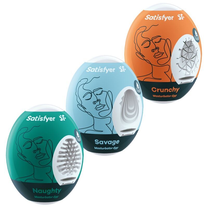 SATISFYER - 3 UOVA MASTURBATORI NAUGHTY, SAVAGE &amp; CRUNCHY SATISFYER EGGS
