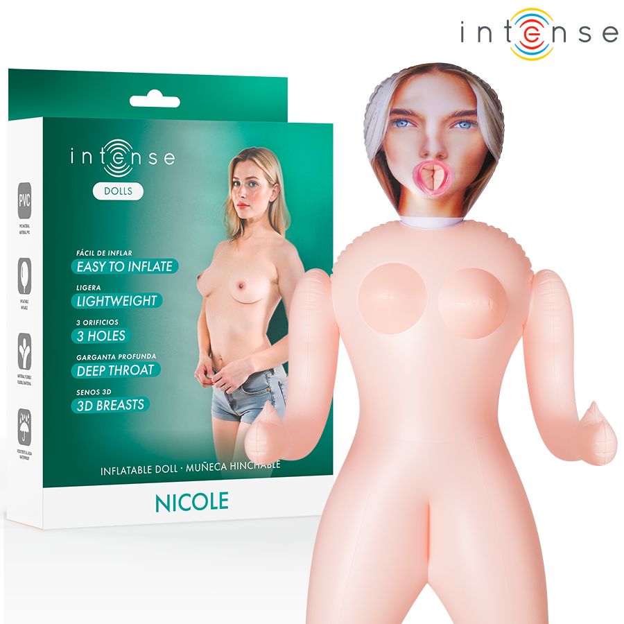 INTENSE DOLLS - NICOLE BAMBOLA GONFIABILE CON TRE ORIFIZI INTENSE BODIES &amp; MASTURBATORS