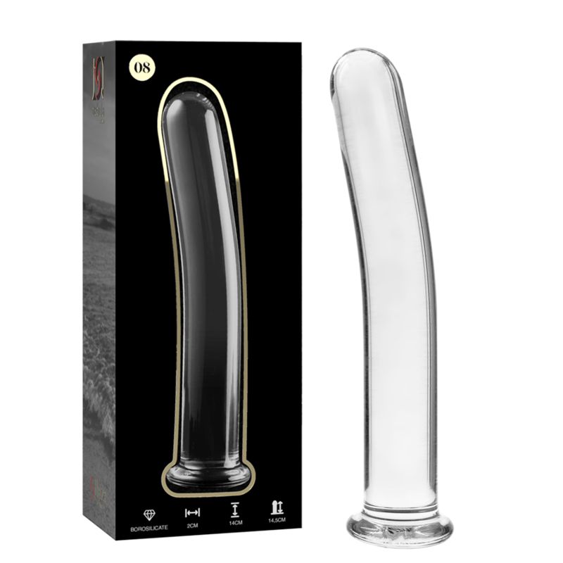 NEBULA SERIES BY IBIZA - MODELLO 8 DILDO IN VETRO BOROSILICATO TRASPARENTE 14.5 CM -O- 2 CM NEBULA SERIES BY IBIZA