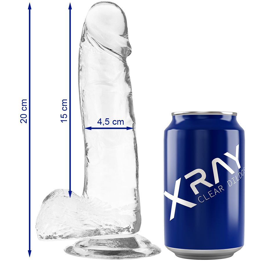 X RAY - CAZZO TRASPARENTE CON SFERE 20 CM -O- 4.5 CM X RAY