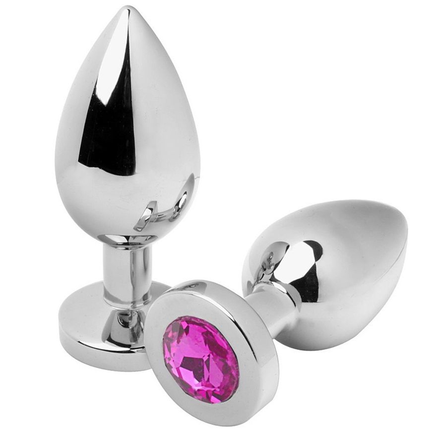 METAL HARD - PLUG ANALE DIAMOND ROSA MEDIO 7.62CM METAL HARD