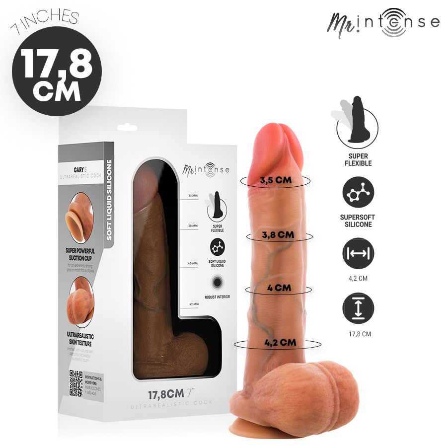MR INTENSE - GARY S PENE IN SILICONE ULTRA-REALISTICO CON TESTICOLI 17,8 CM -Ø- 4,2 CM MR. INTENSE DILDOS
