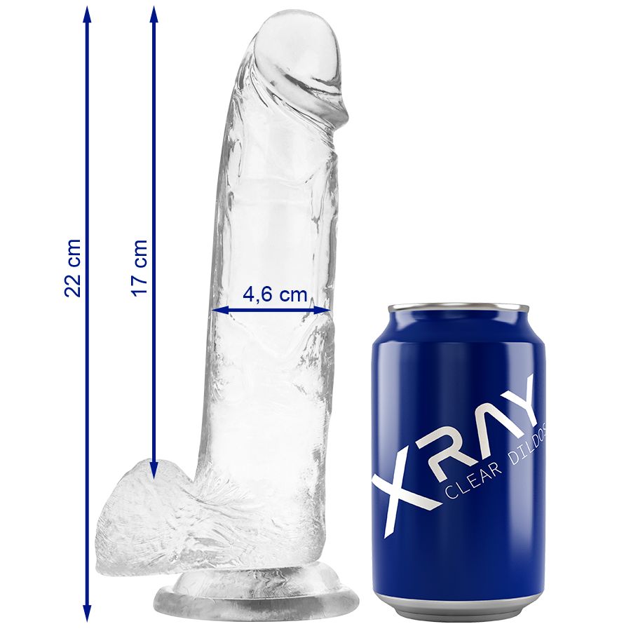X RAY - CAZZO TRASPARENTE CON SFERE 22 CM -O- 4.6 CM X RAY