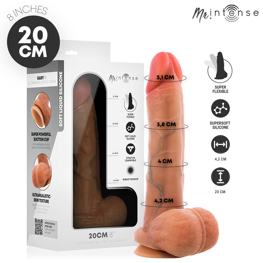 MR INTENSE - GARY M PENE IN SILICONE ULTRA-REALISTICO CON TESTICOLI 20 CM -Ø- 4,2 CM MR. INTENSE DILDOS