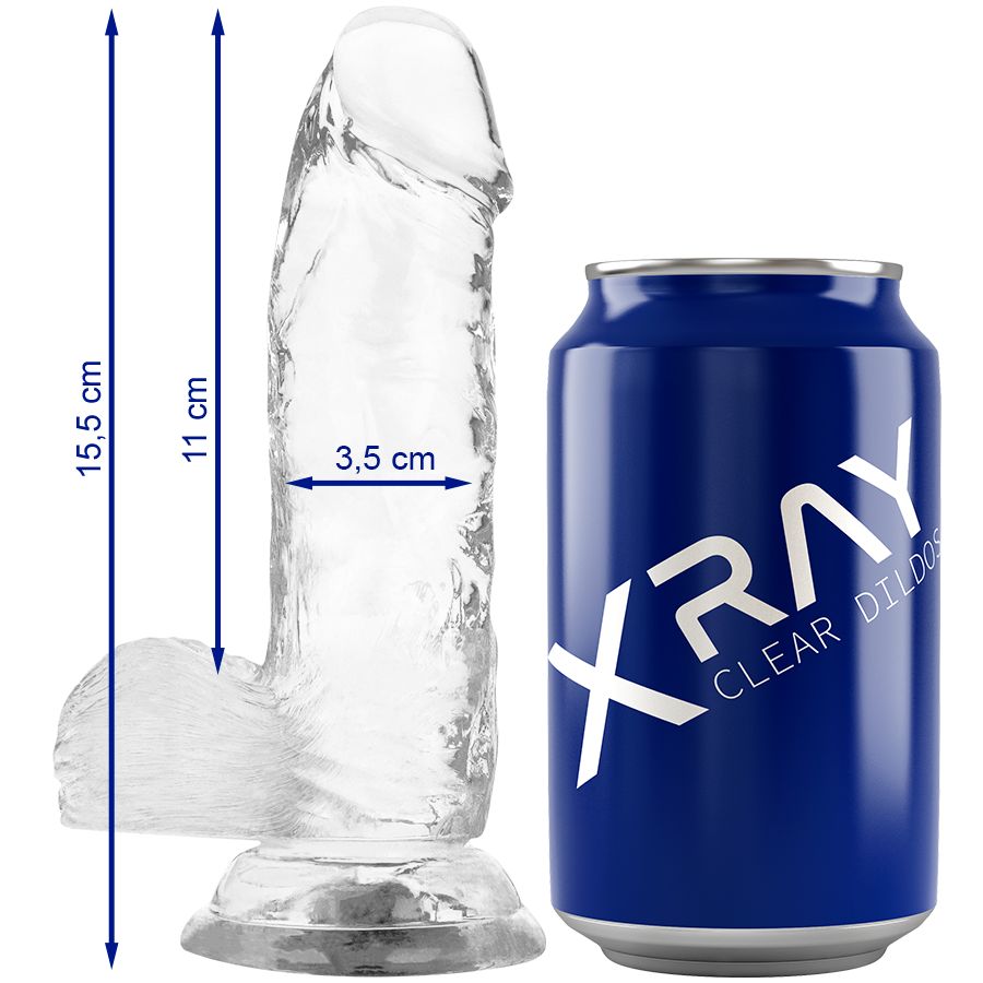 X RAY - CAZZO TRASPARENTE CON SFERE 15.5 CM -O- 3.5 CM X RAY